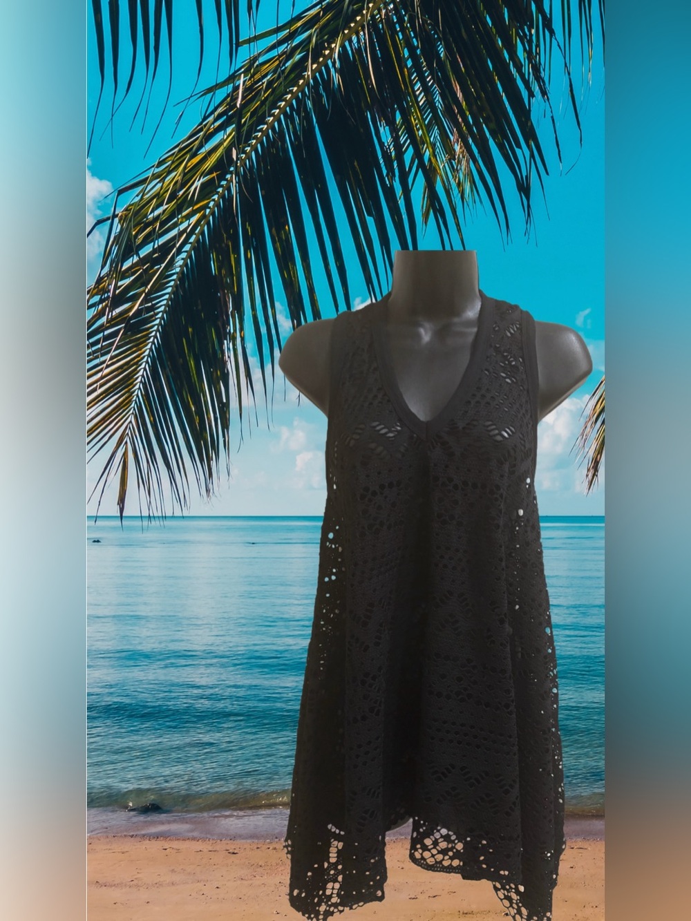 Black Crochet Swim Cover-Up Tunic - ⭐️NWT⭐️